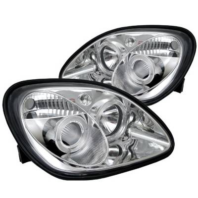 Mercedes-Benz SLK Spyder Halo Projector Headlights - Chrome - 444-MBW220-DRL-BK