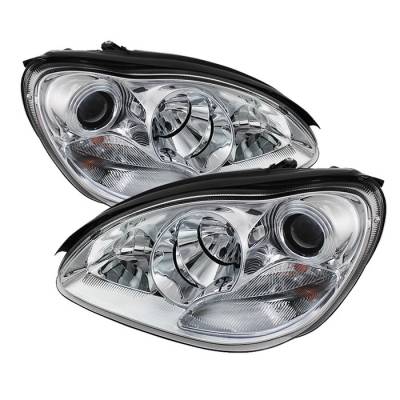Mercedes-Benz S Class Spyder Projector Headlights - Xenon HID Model Only - Chrome - 444-MBW220-HID-C