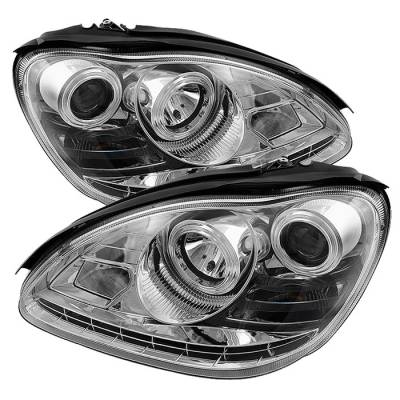 Mercedes-Benz S Class Spyder Projector Headlights - Xenon HID Model Only - DRL - Chrome - 444-MBW220-HID-DRL-C