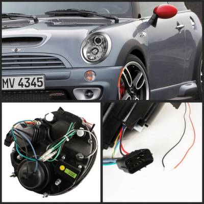 Spyder - Mini Cooper Spyder Projector Headlights - DRL - Black - 444-MC02-DRL-BK - Image 2