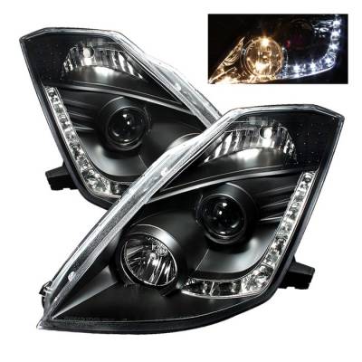 Spyder - Nissan 350Z Spyder Projector Headlights DRL - Black - 444-N350Z02-DRL-BK - Image 1