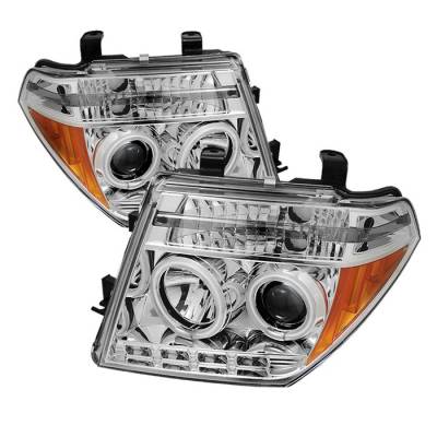 Nissan Frontier Spyder Projector Headlights - CCFL Halo - LED - Chrome - 444-NF05-CCFL-C