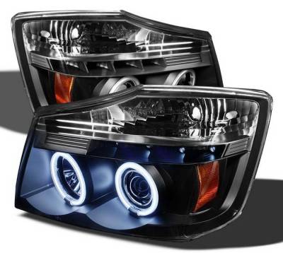 Nissan Titan Spyder CCFL LED Projector Headlights - Black - 444-PGP97-1PC-CCFL-BK
