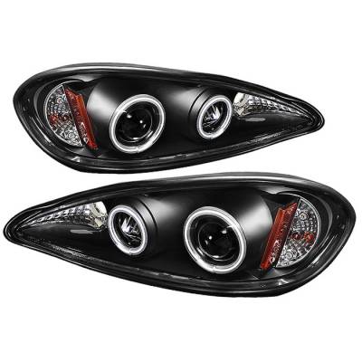 Pontiac Grand Am Spyder CCFL LED Projector Headlights - Black - 444-SUBRZ12-BK