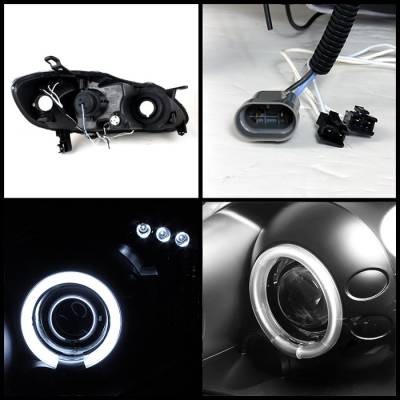 Spyder - Toyota Corolla Spyder Projector Headlights - CCFL Halo - LED - Black - 444-TC03-CCFL-BK - Image 2
