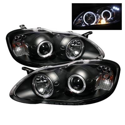 Toyota Corolla Spyder Projector Headlights - LED Halo - LED - Black - 444-TC03-HL-BK