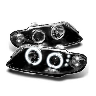 Pontiac GTO Spyder Halo LED Projector Headlights - Black - 444-TCAM02-HL-BK