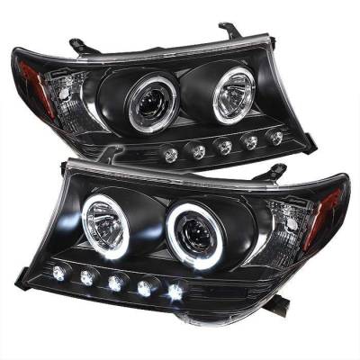 Toyota Land Cruiser Spyder Projector Headlights - LED Halo - LED - Black - 444-TLAND08-HL-BK
