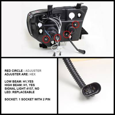 Spyder - Toyota Tundra Spyder Projector Headlights - CCFL Halo - LED - Black - 444-TTU07-CCFL-BK - Image 2