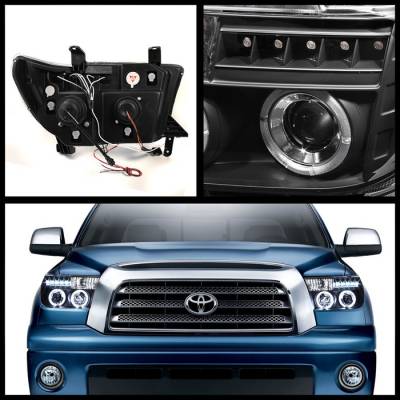 Spyder - Toyota Sequoia Spyder Projector Headlights - LED Halo - LED - Black - 444-TTU07-HL-BK - Image 2