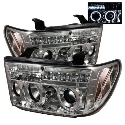 Toyota Tundra Spyder Projector Headlights - LED Halo - LED - Chrome - 444-TTU07-HL-C