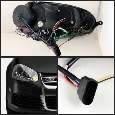 Spyder - Volkswagen Golf GTI Spyder Projector Headlights DRL LED - Chrome - 444-VG06-DRL-C - Image 2