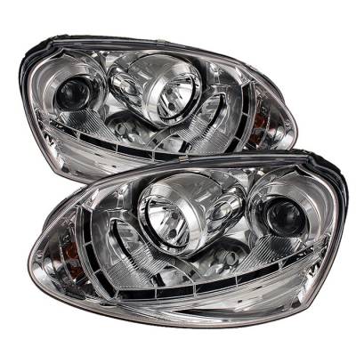 Volkswagen Jetta Spyder Projector Headlights DRL LED - Chrome - 444-VG06-DRL-C