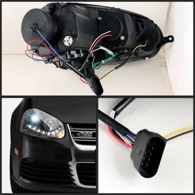 Spyder - Volkswagen Golf GTI Spyder Projector Headlights - Xenon HID Model Only - DRL LED - Chrome - 444-VG06-HID-DRL-C - Image 2