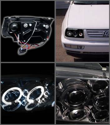 Spyder - Volkswagen Jetta Spyder Projector Headlights - LED Halo - Black - 444-VJ99-HL-BK - Image 2