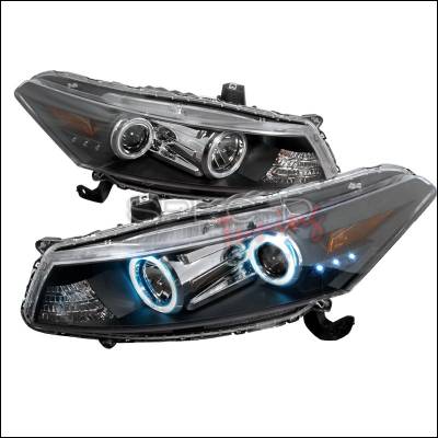 Honda Accord Spec-D CCFL Halo Projector Headlights - Black - 4LHP-ACD082JM-KS