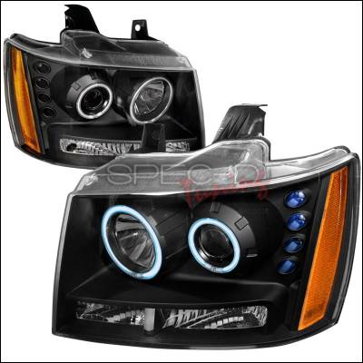 Chevrolet Avalanche Spec-D CCFL Halo Projector Headlights - Black - 4LHP-AVA07JM-KS