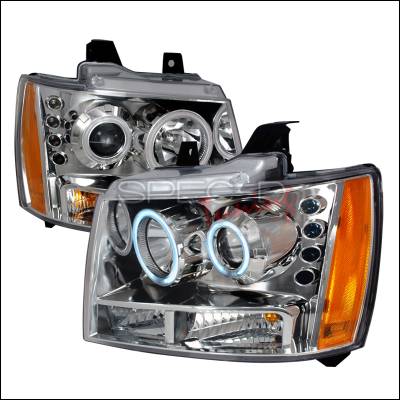 Chevrolet Tahoe Spec-D CCFL Halo Projector Headlights - Chrome - 4LHP-AVA07-KS