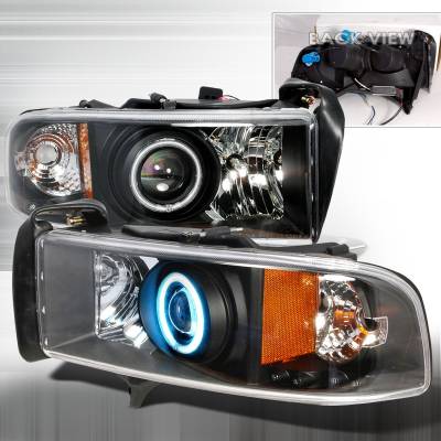 Dodge Ram Spec-D CCFL Halo Projector Headlights - Black - 4LHP-RAM94JM-KS