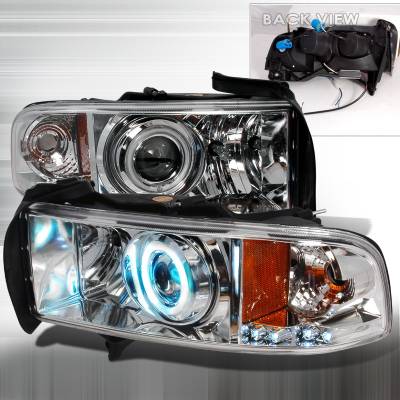 Dodge Ram Spec-D CCFL Halo Projector Headlights - Chrome - 4LHP-RAM94-KS