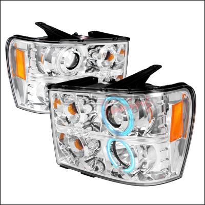 GMC Sierra Spec-D CCFL Halo Projector Headlights - Chrome - 4LHP-SIE07-KS