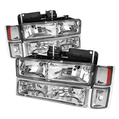 Chevrolet CK Truck Spyder Crystal Headlights with Corner & Bumper - HD-JH-CCK88-AM-C-SET