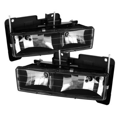 Chevrolet Silverado Spyder Crystal Headlights - Black - HD-JH-CCK88-BK