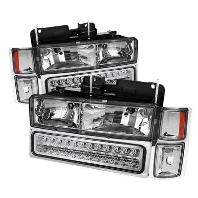 Chevrolet Silverado Spyder Corner LED Bumper Headlights - Chrome - HD-JH-CCK88-LED-AM-C-SET