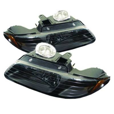 Dodge Caravan Spyder Amber Crystal Headlights - Black - HD-JH-DC96-AM-BK