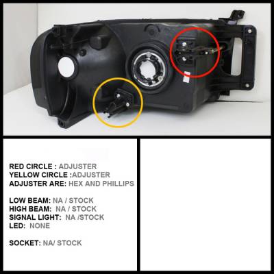 Spyder - Dodge Ram Spyder Amber Crystal Headlights - Black - HD-JH-DR02-AM-BK - Image 2