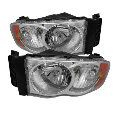 Spyder - Dodge Ram Spyder Amber Crystal Headlights - Chrome - HD-JH-DR02-AM-C - Image 1