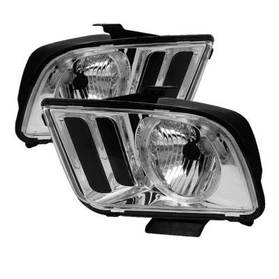 Ford Mustang Spyder LED Crystal Headlights - Chrome - HD-JH-FM05-LED-C