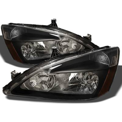 Spyder - Honda Accord Spyder Amber Crystal Headlights - Black - HD-JH-HA03-AM-BK - Image 1