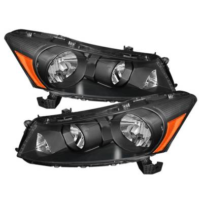 Honda Accord 4DR Spyder Amber Crystal Headlights - Black - HD-JH-HA08-AM-BK