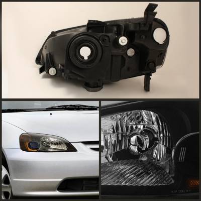 Spyder - Honda Civic 2DR & 4DR Spyder Amber Crystal Headlights - Black - HD-JH-HC01-AM-BK - Image 2