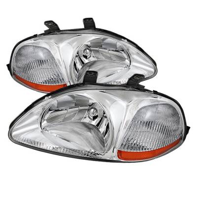 Honda Civic Spyder Amber Crystal Headlights - Chrome - HD-JH-HC96-AM-C