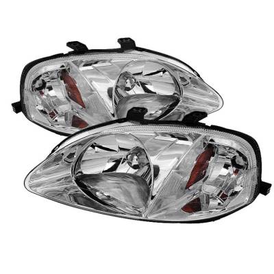 Honda Civic Spyder Amber Crystal Headlights - Chrome - HD-JH-HC99-AM-C