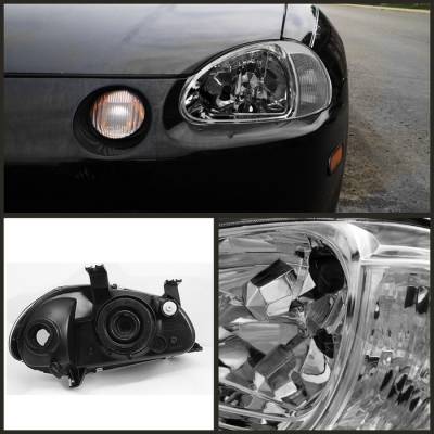 Spyder - Honda Del Sol Spyder Crystal Headlights - Chrome - 1PC - HD-ON-HDEL93-1P-C - Image 2