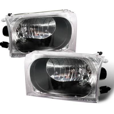 Ford F350 Spec-D Crystal Housing Headlights - Black - LH-F25099JM-APC
