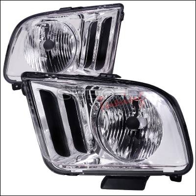 Ford Mustang Spec-D Euro Headlights - Chrome Housing - LH-MST05-RS