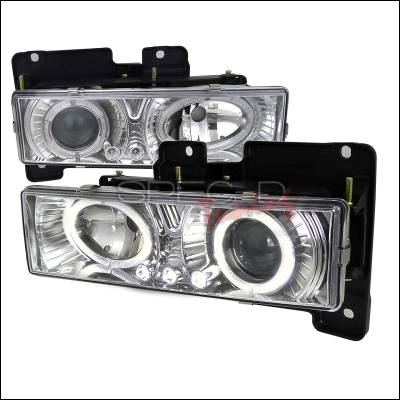 Chevrolet C10 Spec-D Halo Projector Headlights with LED - Chrome - LHP-C1088-RS