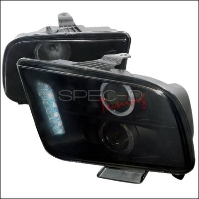 Ford Mustang Spec-D Halo LED Projector - Smoke - LHP-MST05G-TM