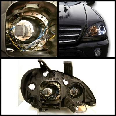 Spyder - Mercedes-Benz ML Spyder Amber Projector Headlights - Black - PRO-CL-MBW16398-AM-BK - Image 2
