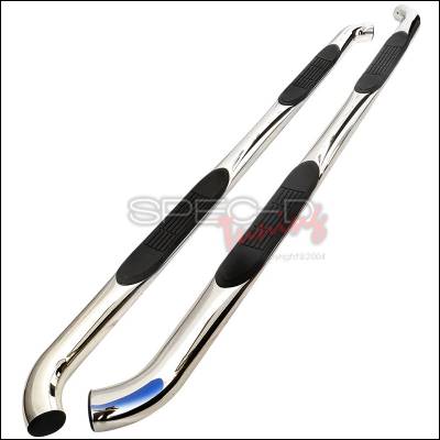 Toyota Tacoma Spec-D 3 Inch Round Stainless Finish Side Step Bars - SSB3-TAC05DCS2-WB