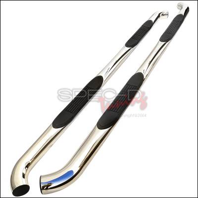 Toyota Tundra Spec-D 3 Inch Round Stainless Finish Side Step Bars - SSB3-TUN07DCS2-WB