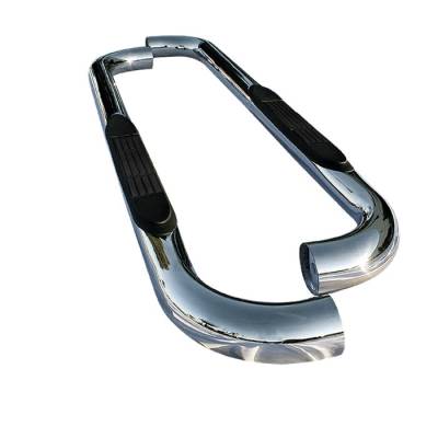 GMC Yukon Spyder 3 Inch Round Side Step Bar T-304 Stainless Steel Polished - SSB-CB-A07S0409H