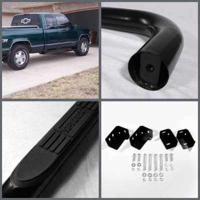 Spyder Auto - Chevrolet CK Truck Spyder 3 Inch Round Side Step Bar - Black Powder Coat - SSB-CCK-A07S0415-BK - Image 2