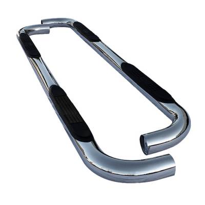 Ford F150 Spyder 3 Inch Round Side Step Bar - Polished T-304 Stainless Steel - SSB-FF-A07S0520H