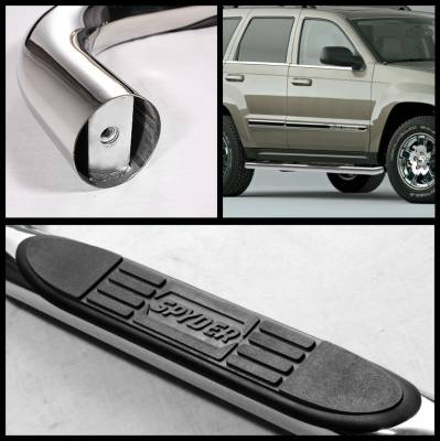 Spyder Auto - Jeep Grand Cherokee Spyder 3 Inch Round Side Step Bar - Polished T-304 Stainless Steel - SSB-JGC-A07S0902H - Image 2