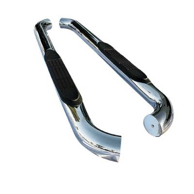 Jeep Wrangler Spyder 3 Inch Round Side Step Bar - Polished T-304 Stainless Steel - SSB-JW-A07S0909